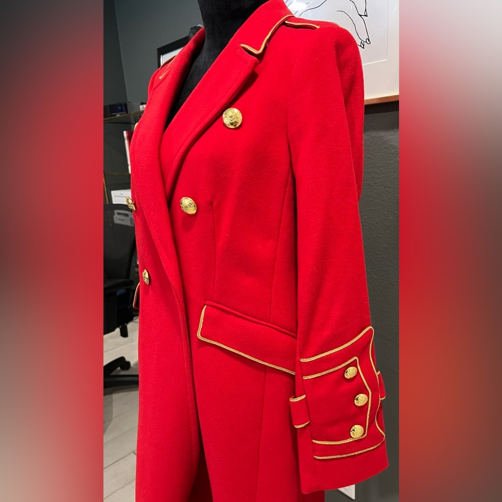 EUC Banana Republic Olivia Palermo Red Wool Military Coat Sz M - Picture 7 of 13